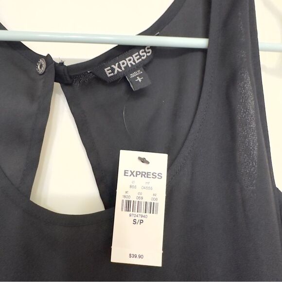 Express Black Sheer Cut Out Open Back Top - Picture 4 of 5